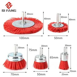 Nylon Cup Brush Abrasive Wire Wheel Brush For Drill Rotary Tool Wood Polishing Deburring 6mm Shank With 80-240Grit