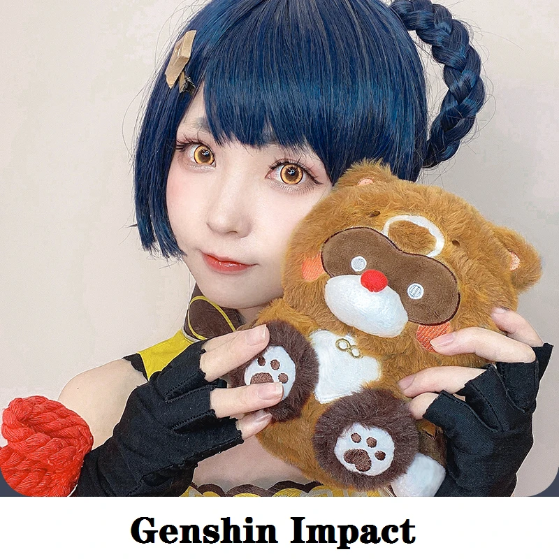 Game Genshin Impact Cosplay Props Doll Project Xiang Ling Gouba Raccoon Plush Pillow Kids Toys Holiday Gifts Anime Accessories