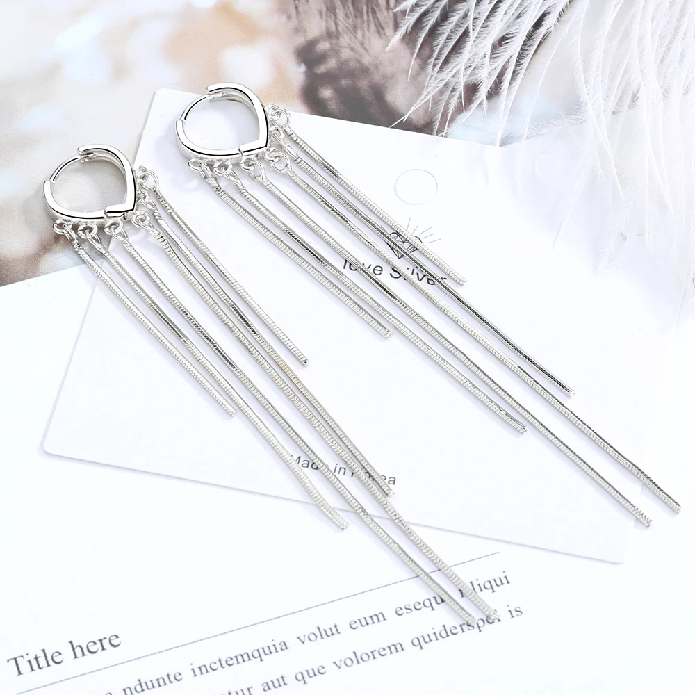 Trendy Female Pendientes 925 Sterling Silver Eternal Endless Love Earrings For Women Long Tassel Earline Jewelry Girlfriend Gift