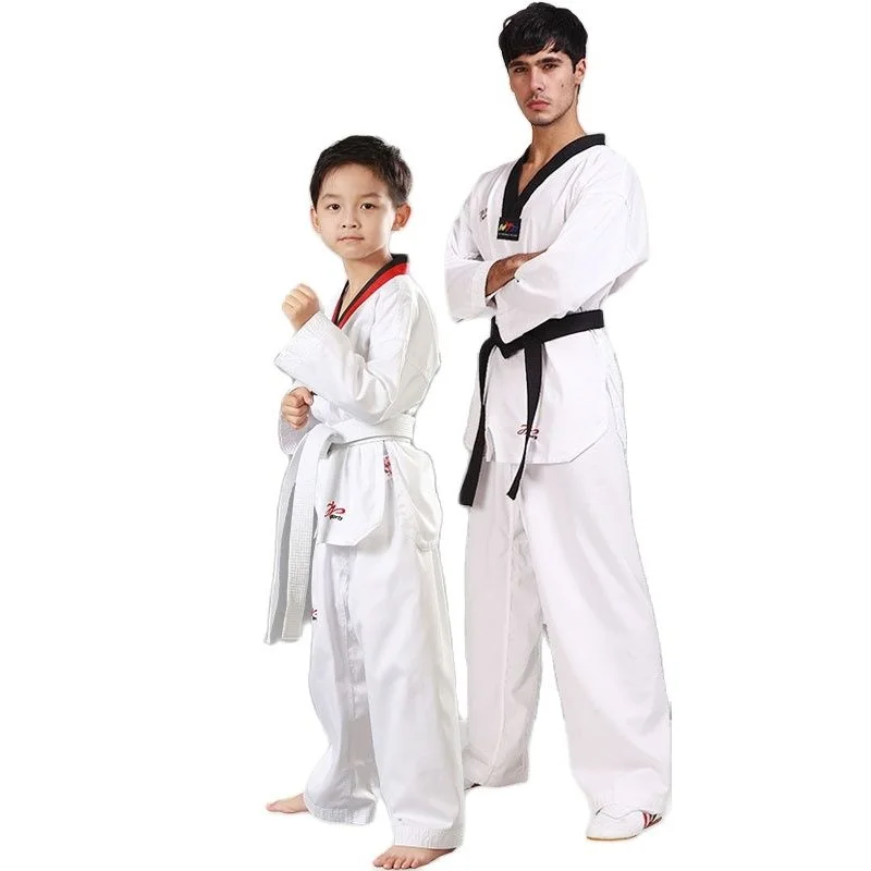 Hot Sale White Taekwondo Uniform Children Adult Taekwondo Dobok With Belt Sports Gym Martial Arts Suit Taekwondo Equipment