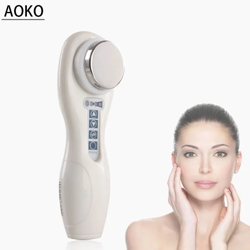 AOKO-máquina de belleza Facial de iones de ultrasonido portátil, masaje de vibración, limpieza profunda de la cara, eliminación del acné,