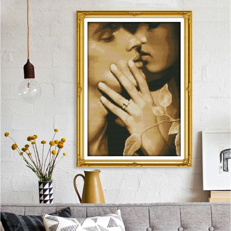 Stile retrò coppia baciare FAI DA TE punto croce kit 11CT 14CT del ricamo cucito set Cinese conteggio del ricamo set decorazione della casa