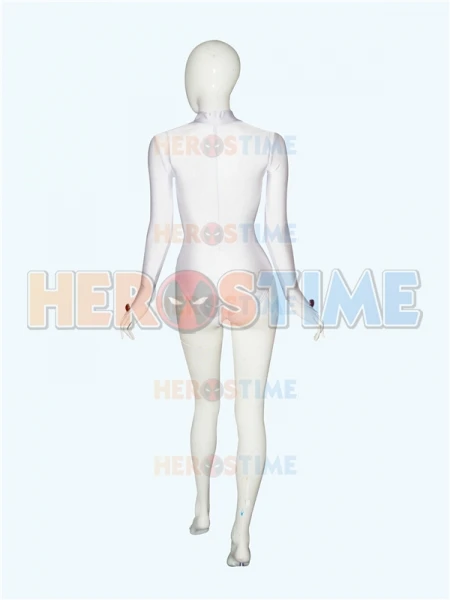 White Raven Suit Woman Cosplay Costume 3 Gems Attached on Gloves and Cape Halloween Costume for Woman