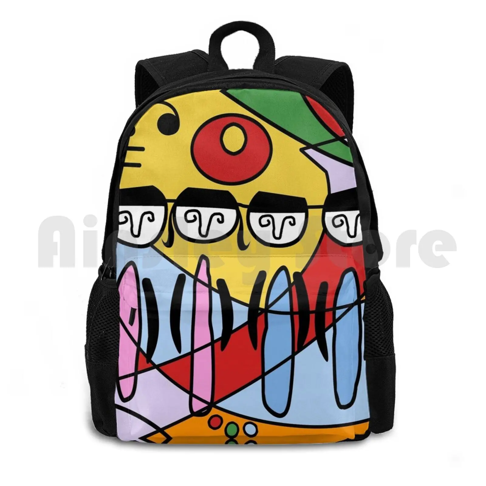 

After Miro Outdoor Hiking Backpack Riding Climbing Sports Bag Miro People Shapes Bright Colourful Colorful Patterns Abstract