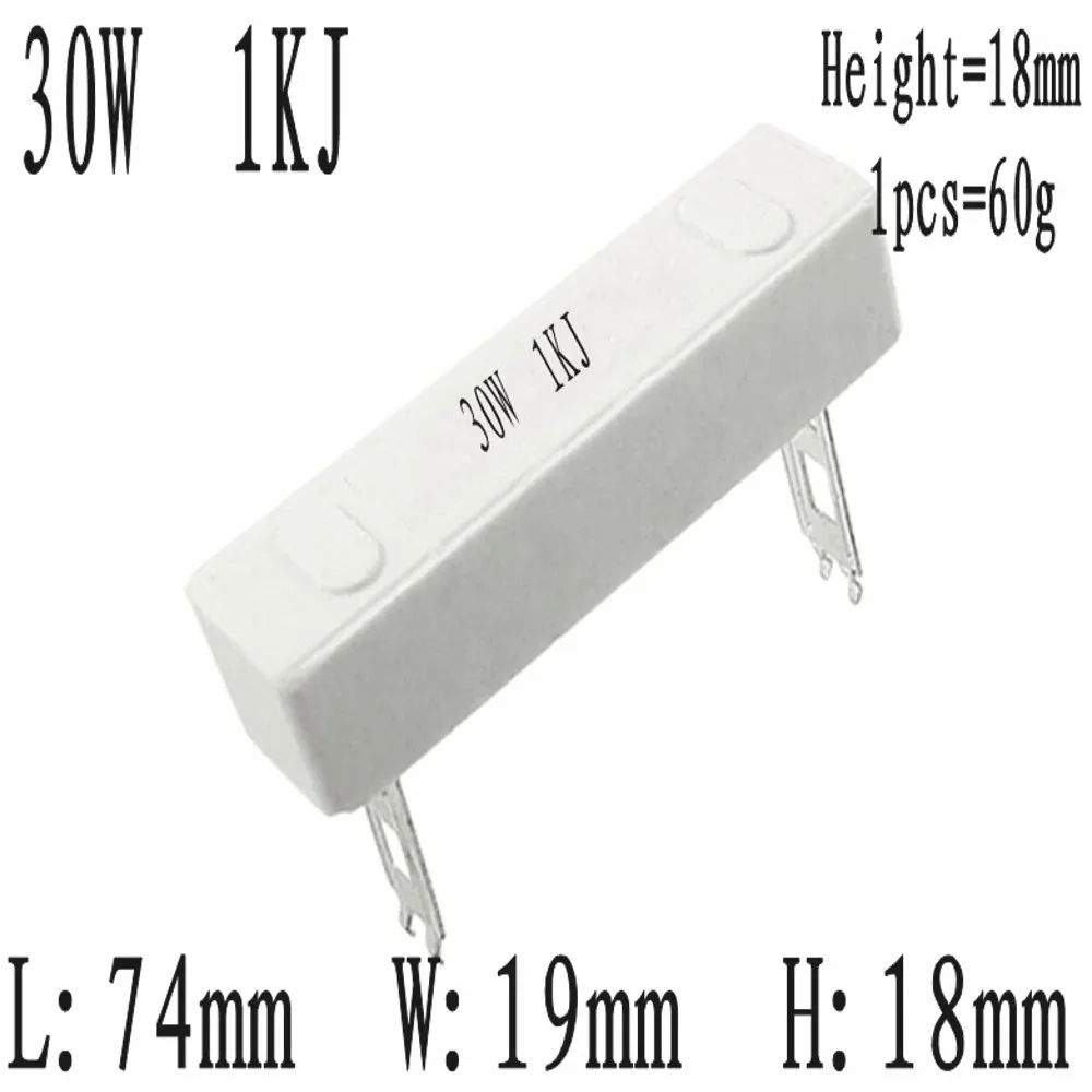 10PCS 30W Keramik Zement Widerstand 0,1 R 0,5 R 1R 1,5 R 2R 2,5 R 3R 3,3 R 4R 5R 6R 8R 10R 15R 20R 30R 50R 100R 150R 200R 300R 500R 1K – Detail 6