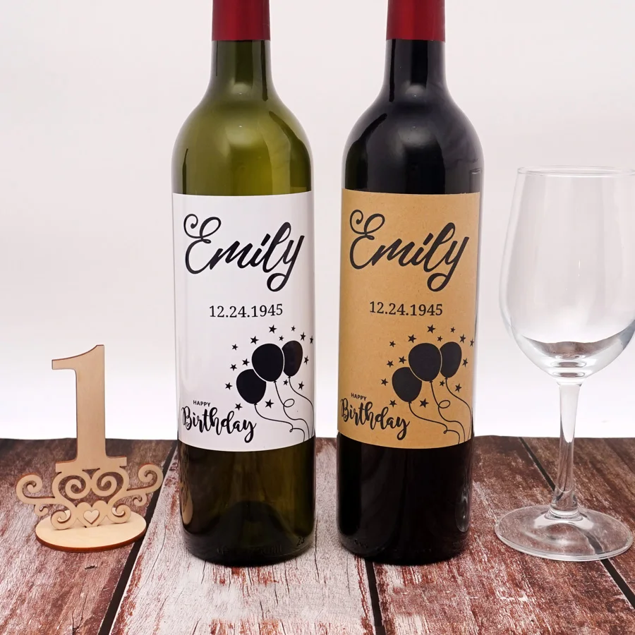 20pcs/Lot DIY Custom Birthday Party Wine Bottle Labels Stickers Personalized Name and Date Balloon Style Creative Stickers image 3