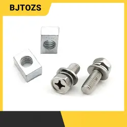 Stainless Steel Battery Terminal M6 x14mm Bolt Square Nut Kit Screw