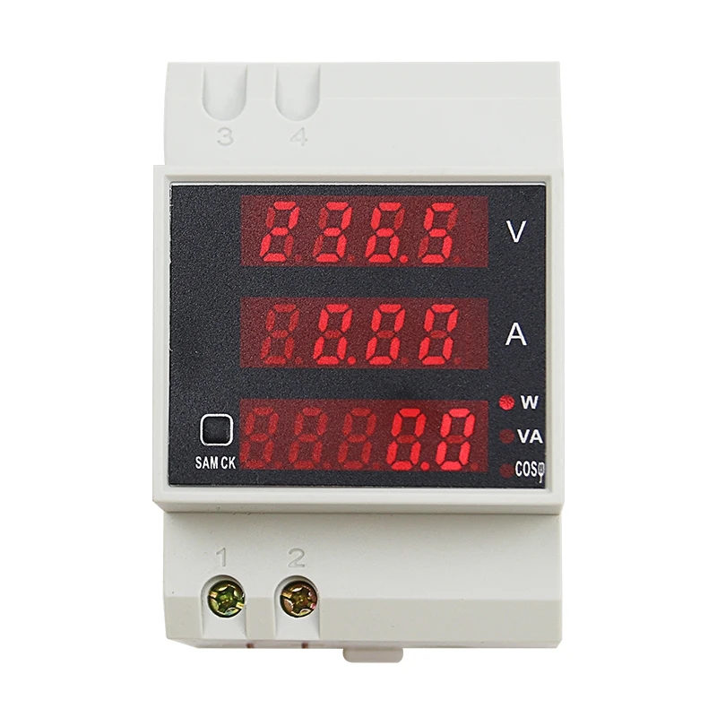 D52-2048 Din Rail Digital Display Meter AC Voltage Ammeter Power Meter Power Factor Detector AC80-300V 200-450V