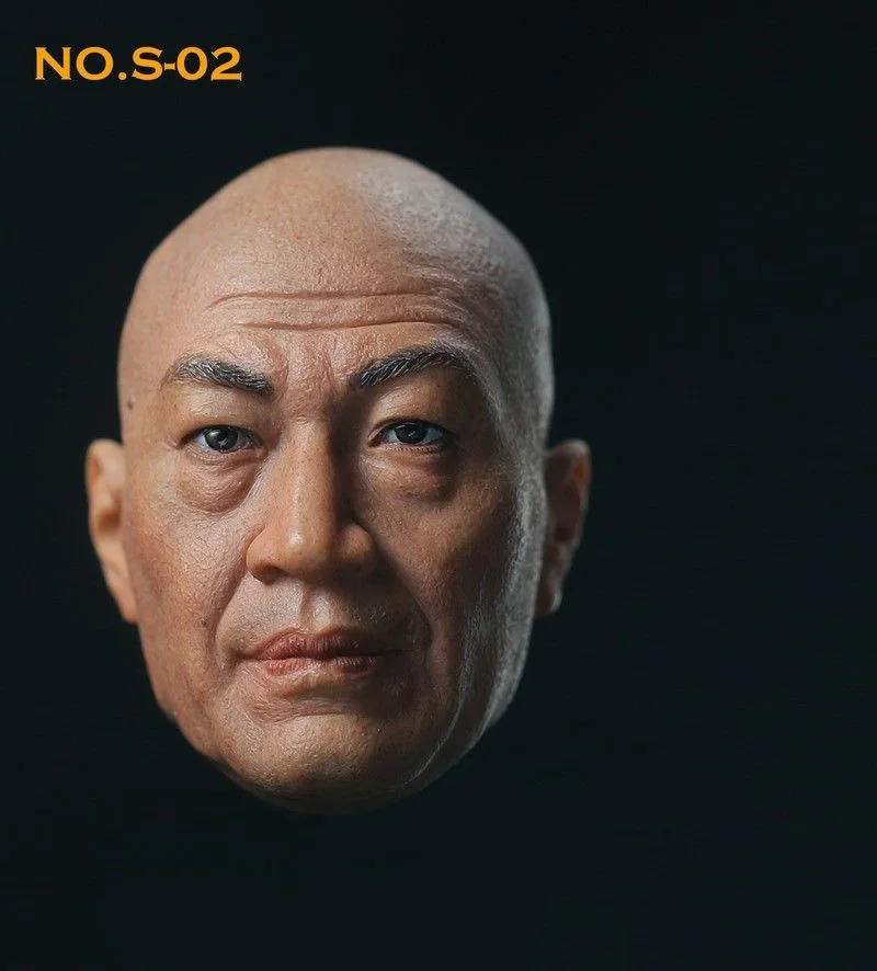 CYYTOYS S-02 1/6 S-02 Asian Actor Shi Zhaoqi Head Sculpt Bald Head Sculpture Model For 12'' Male Soldier Action Figure Body