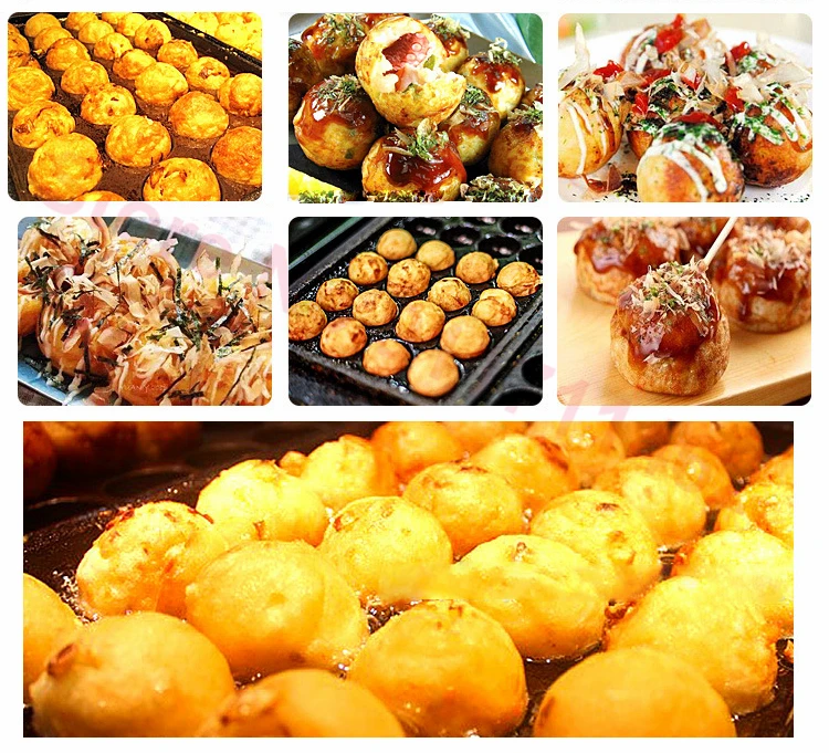 Electric Takoyaki Maker Pancake Machine Octopus Balls Grill Pan Round Shaped Waffle Baking Equipment