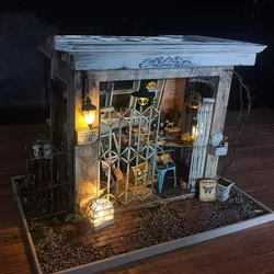 New DIY Wooden Dollhouse Irish Cottage Miniature Furniture  With LED Light Kits Assemble Toys Children Adult Birthday Gift Casa