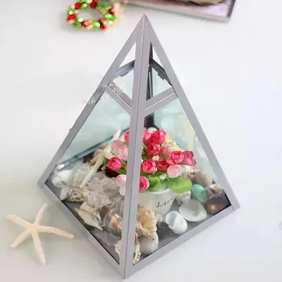 European American Geometric Glass Flower Room Wedding Flower Box Candlestick Wind Light Glass Horse Lamp Home Decoration