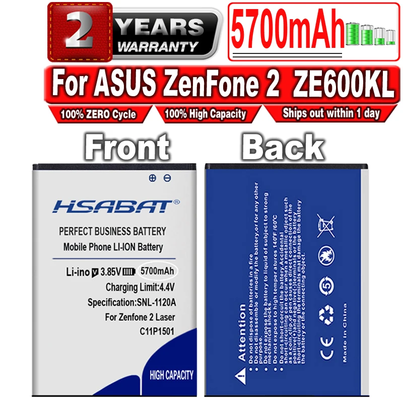 HSABAT C11P1501 5700mAh Battery For ASUS ZenFone 2 ZenFone2 Laser Selfie ZE551KL ZE601KL ZE550KL ZD551KL ZE600KL Z00LD Batteries