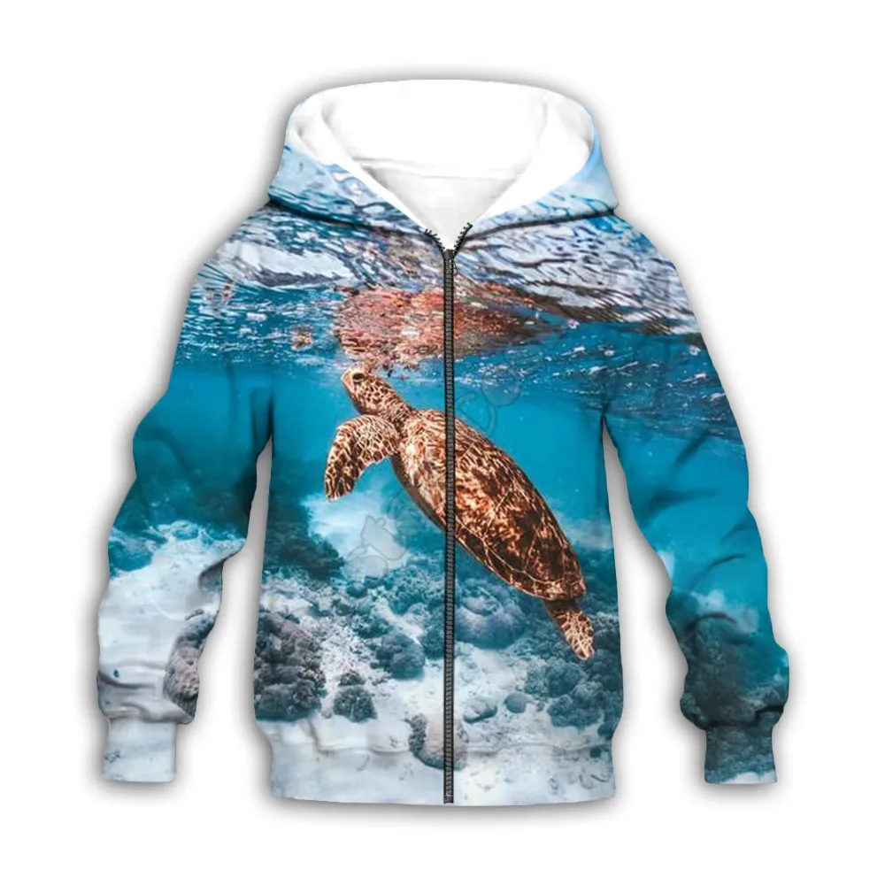 Sea turtle 3d printed Hoodies family suit tshirt zipper Pullover Kids Suit Sweatshirt Tracksuit/Pant Shorts  01