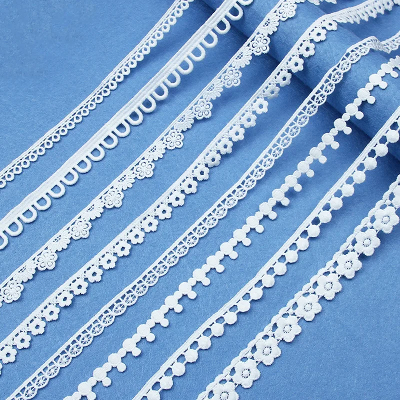 5yards White Cotton Embroidered Lace Trim Ribbons Fabric DIY Sewing Handmade Craft Materials Sewing Accessories Supplies