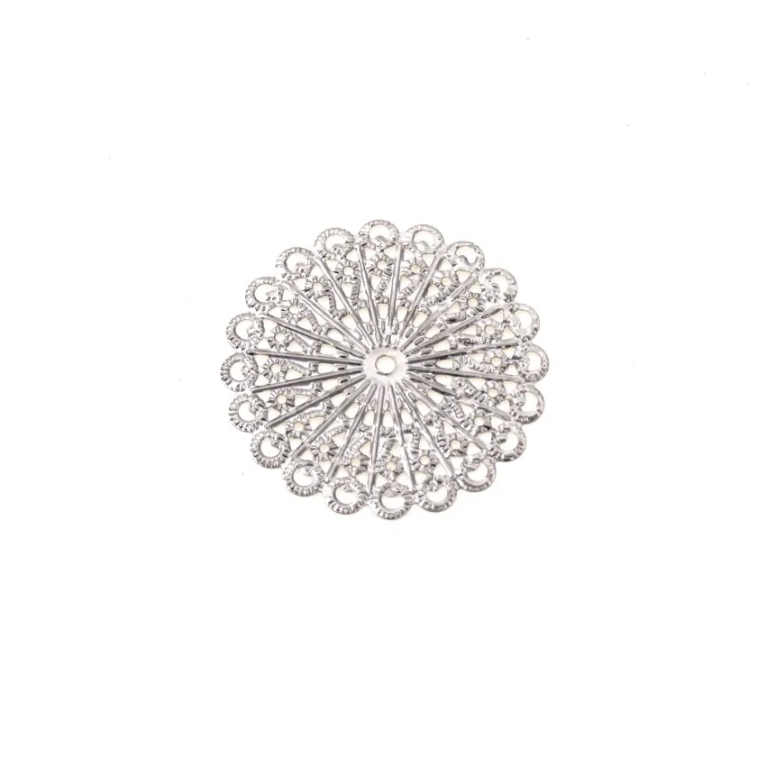 

Free shipping-20 Pcs Embellishment Findings Flower Silver Tone Filigree Connectors Hollow Gift Decoration DIY 4.2x4.2cm F0884