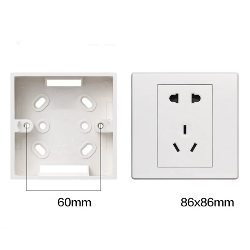 SANDIY Wall Box Surface Mounting Lamp Switch Light Socket 86mm*35mm Type External Apply Outside White Junction Boxes