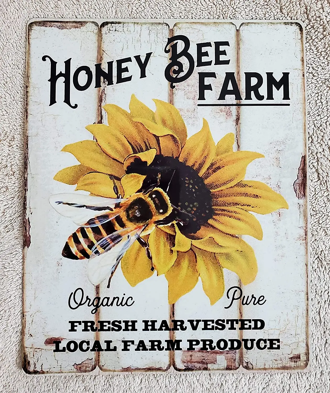 

Bee Sunflower With Honey Bee Rustic Bee Farmhouse Style Wall Poster Wall Decor Poster Metal Tin Sign Iron Painting Home