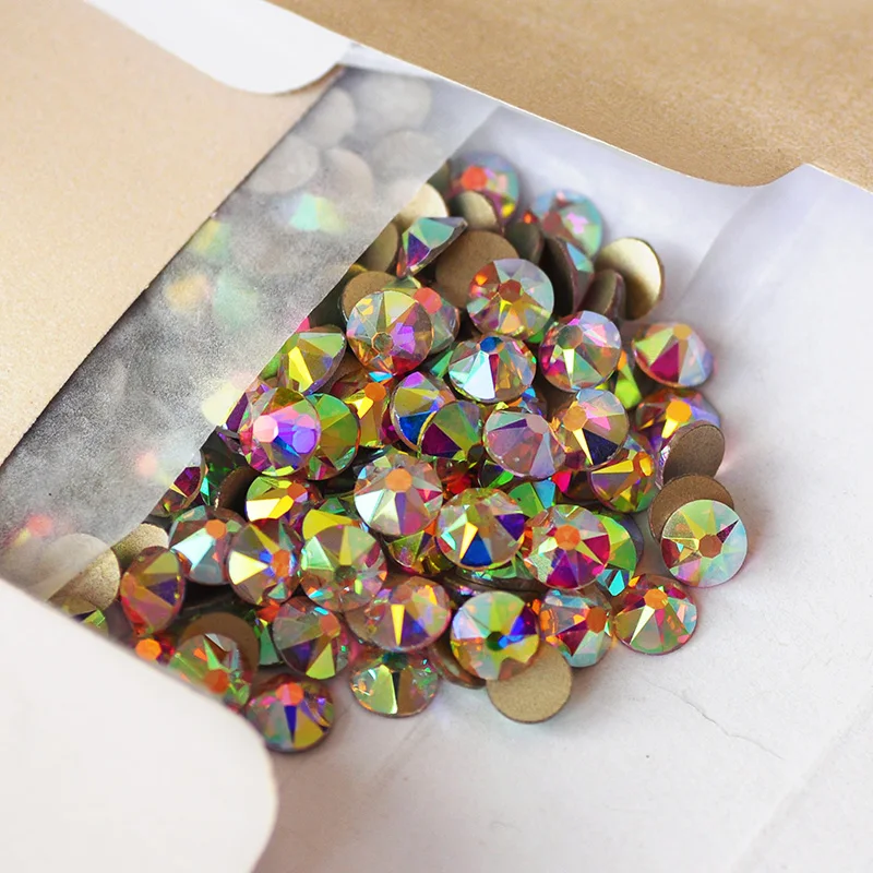 YANRUO 2088 Non HotFix Rhinestones Clear White AB Glass Stones 8 big+8 Small Flatback Glass Rhinestones Strass