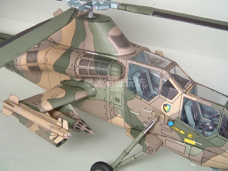 1:33 Scale South Africa Denel Rooivalk CSH-2 Attack Helicopter Paper Model Kit Puzzles Handmade Toy DIY