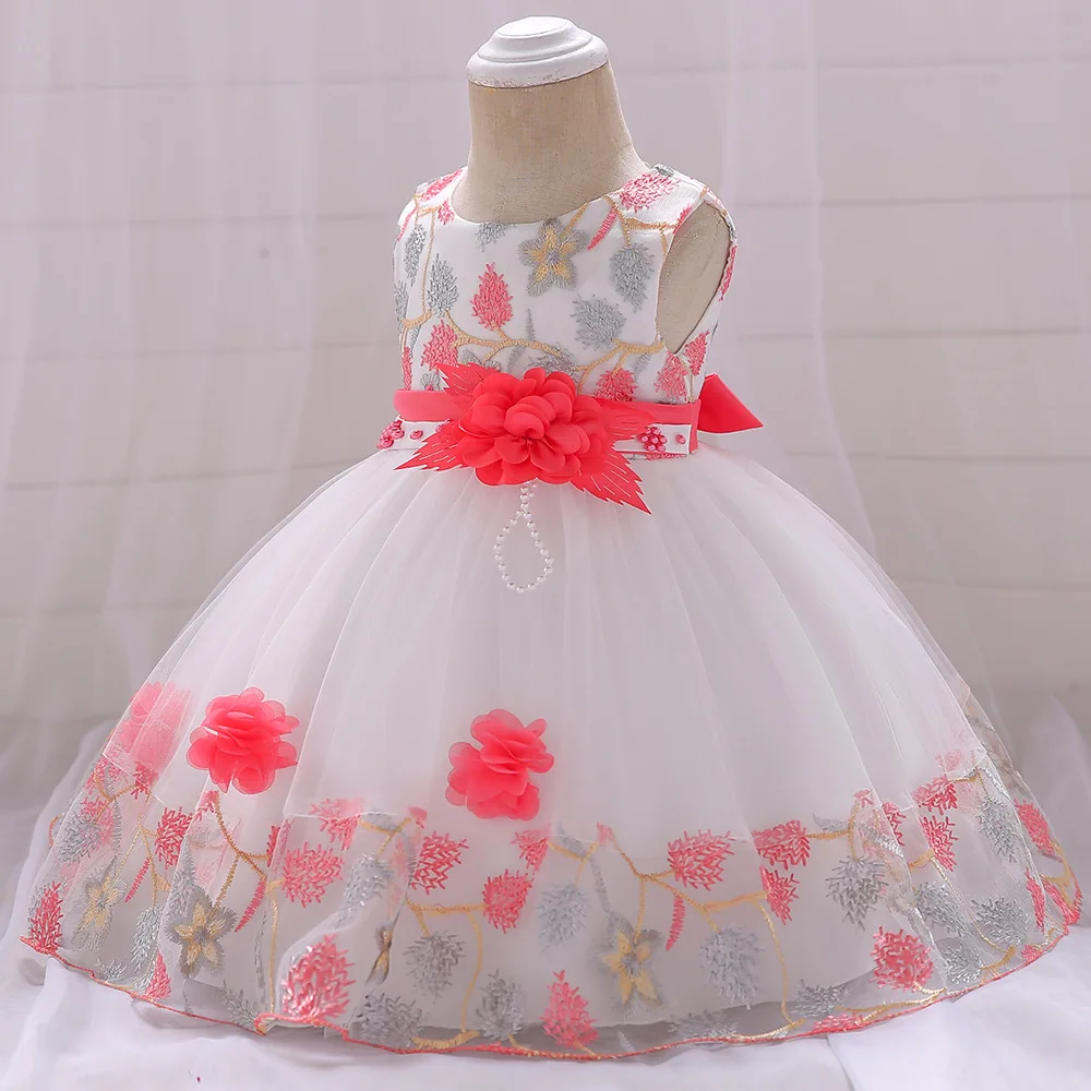 Infant Baby Girl Dress Tulle Baptism Dresses for Girls 1st Year Birthday Beading Lace Appliqued Party Wedding Prom Kids Clothes