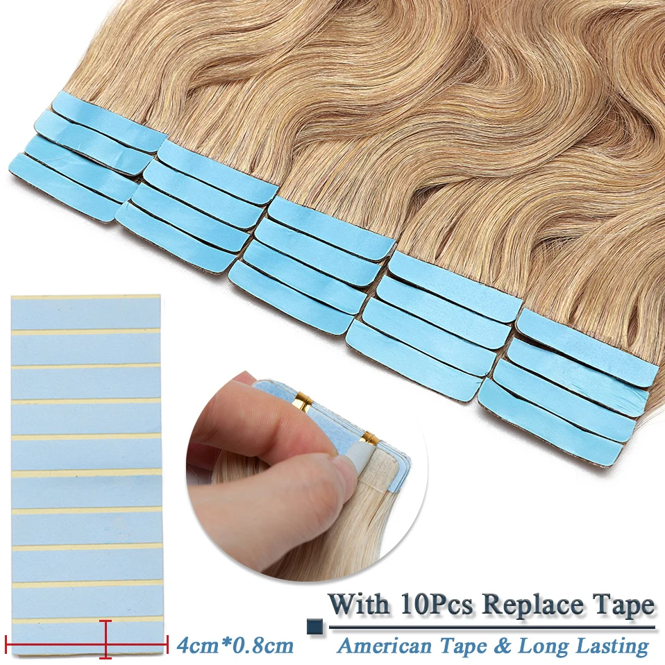 S-noilite 2g/pc Wavy/Straight Tape In Hair Extensions Glue In Real Hair Extensions Invisible Double Side 14inch Short Human Hair