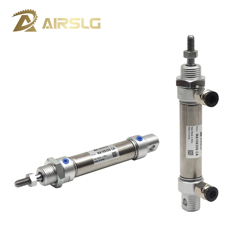 AIRTAC type Pneumatic Stainless Air Cylinder Double Action Mini Round Cylinders MA20x100S MA20X50SU MA20X75SCA MA20X125SCM 20X80