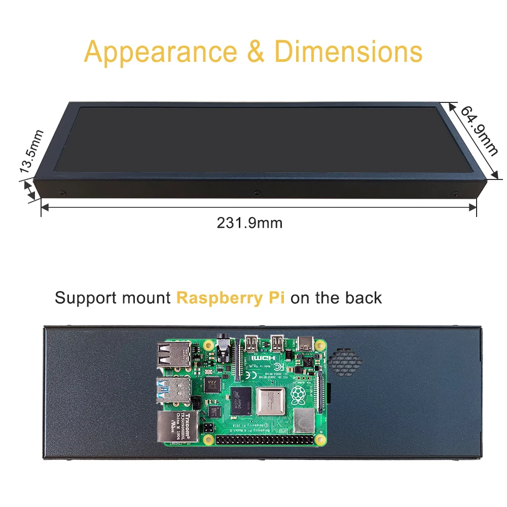 LESOWN-Moniteur portable à écran tactile, longue bande, 8.8 pouces, 480x1920, IPS, barre, LCD, deuxième écran, HDMI, Aida64 pad Display