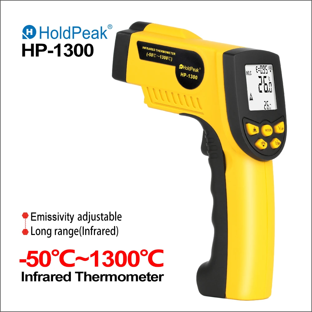 RZ Non-Contact Infrared Thermometer Digital Outdoor Laser IR Thermometer Temperaure Sensor Range -50~1300C Handheld Pyrometer