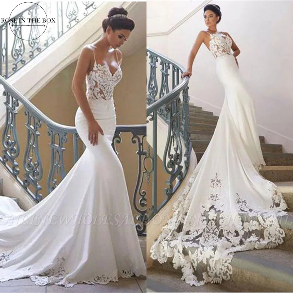 Robe de mariée sirène en dentelle style bohème, tenue de mariage, romantique, sexy, dos nu, bretelles spaghetti, pour les patients, quelle que soit la collection 2022