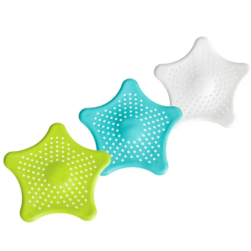 5 Color Five-pointed Star PVC Sink Filter Bathroom Kitchen Sewer Filter Bath Shower Cover Drain Strainer Hair Stopper