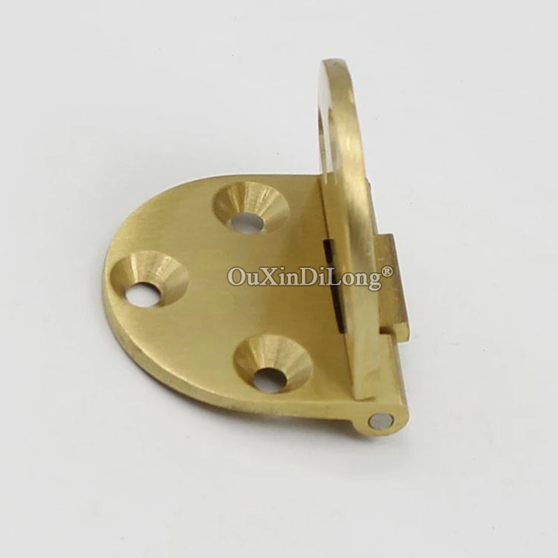 

Stock 4PCS Solid Brass Butler Tray Furniture Hinges 90° Spring Card Round Folding Table Desktop Flip Hinges +Screws