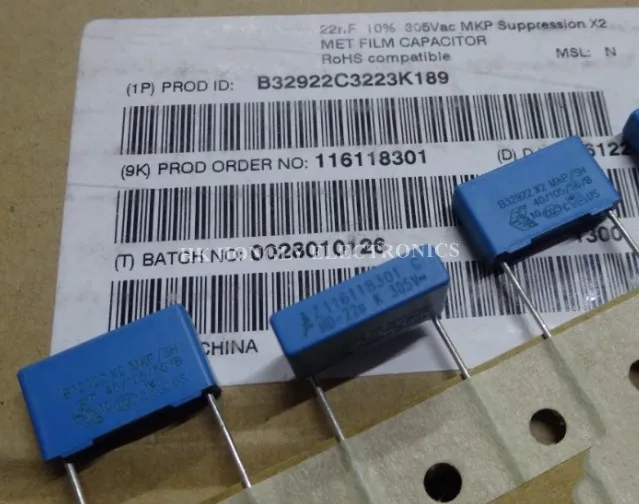 10PCS B32922 X2 MKP/SH 22n 33n 47n K 10% 305V 10n 22n47n 68n M 20% 305V P=15mm 0.022UF 0.033UF 0.047UF 0.01UF MET FILM CAPACITOR