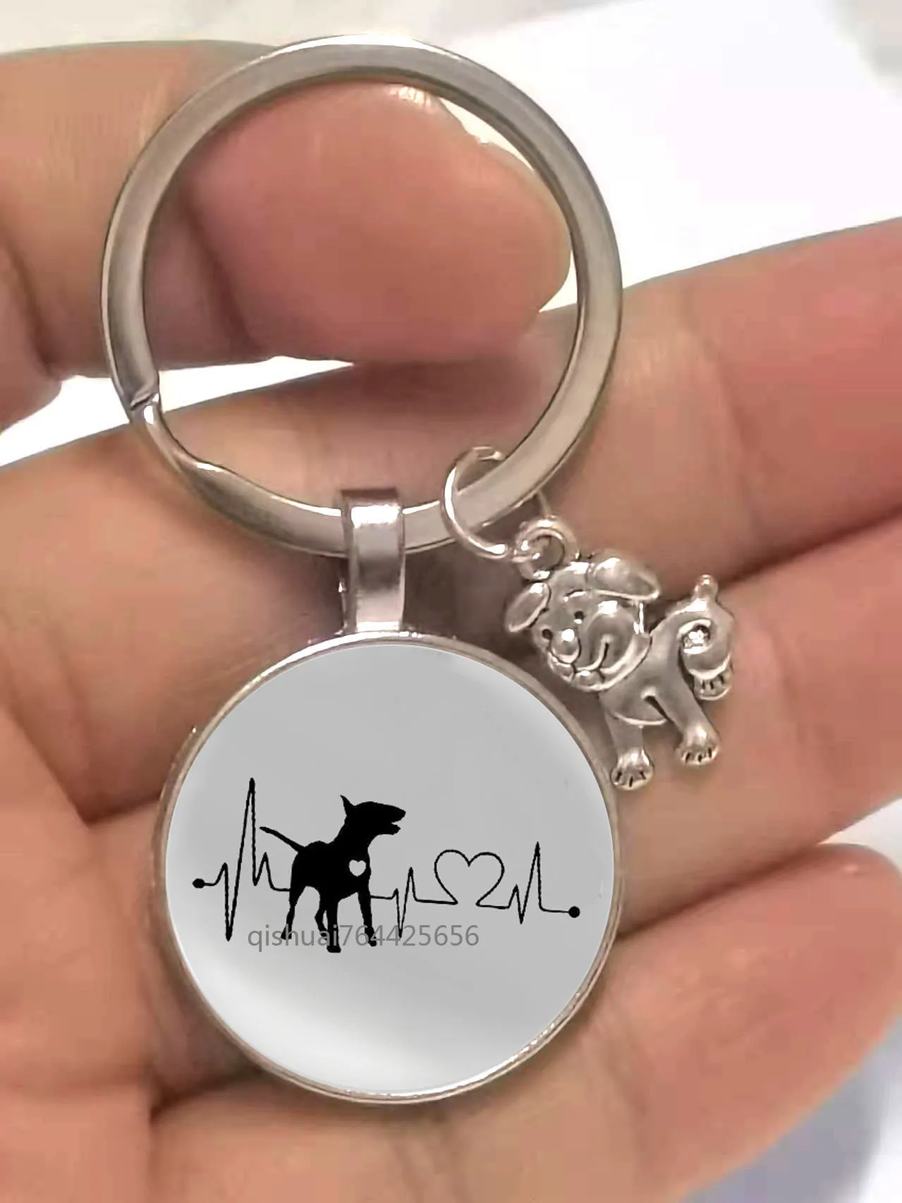 Fashion Cute Animal Keychain Cats And Dogs I Love Glass Pendant Mini Heart-Shaped Key Ring Car Keys Boys And Girls Favorite Gift