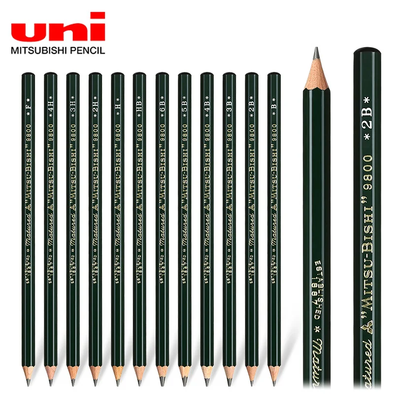 12/22 sticks UNI MITSUBISHI Pencil 9800 Test Card Drawing Pencils Professional Art Sketch Pencil school Office