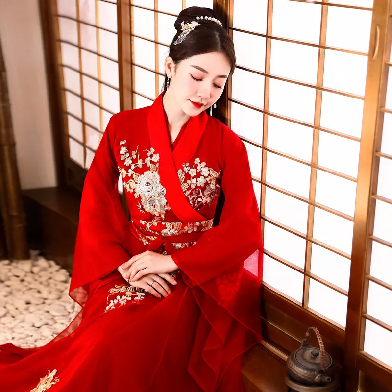 

Ancient Chinese Hanfu Dress Red Fairy Hanfu Dresses Women Plus Size Tang Dynasty Dance Costume Red National Hanfu Outfit SL5108