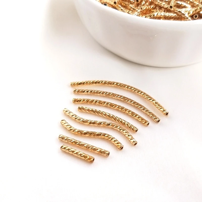 Plated True Gold Threaded Elbow Straight S Pipe Bead Connectors DIY Jewellery Findings Jewelry Making Fittings Accessories