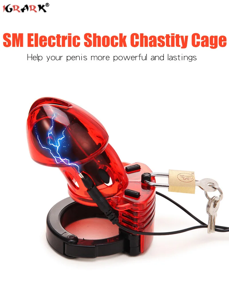 Electric Shock Male Chastity Device Cock Cage Belt With Adjustable Cuff Ring Erotic Urethral Lock Sex Toys for Men Gay Adults