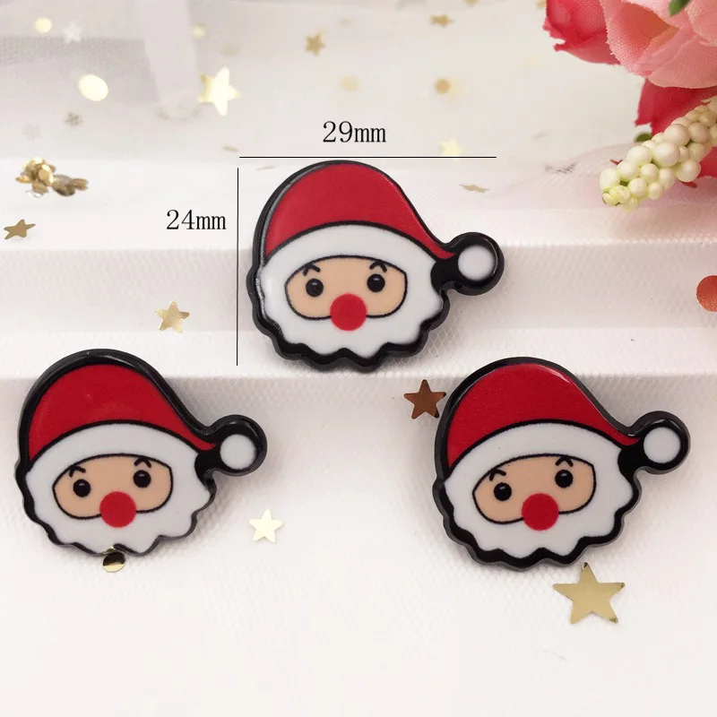 Kawaii Colorful   Santa's head Flat Back Acrylic Sheet Miniature Pattern 8 Pcs  Applique DIY Scrapbook Christmas Decor Crafts