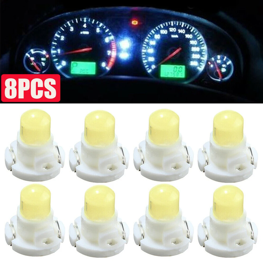 8PCS T4 COB Car LED Instrument Panel Lights Dashboard Indicator Central Control Lamp Wedge Light Bulbs 12V Car Accessories