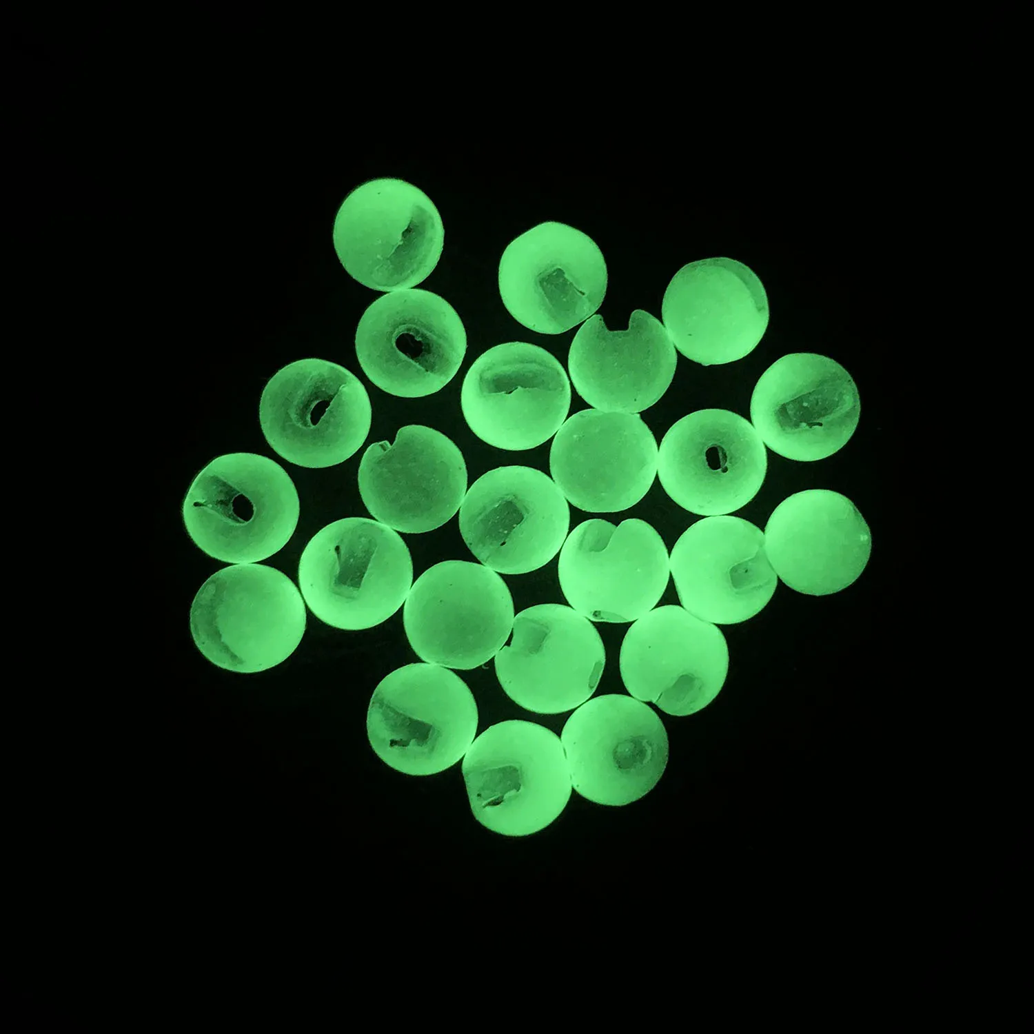 

Tigofly 30 pcs/lot Glow in the Dark 3 Sizes Nice-Designed Slotted Luminous White Tungsten Beads Fly Tying Beads Materials