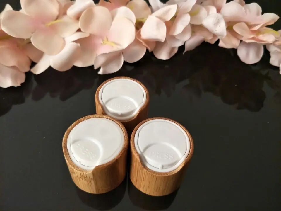 18/410 24/410 Cosmetic Natural Lotion/Emulsion Pump Top, Bamboo Cosmetic Pressed Pump Lid for Shampoo Bottles, Cream Pump Head