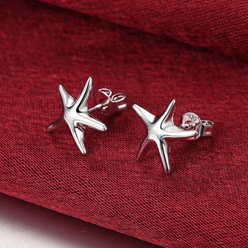 925 Sterling Silver Earrings for Women Cute Sea Star Stud Earing Brincos Femme Fashion Jewelry Accessories Wholesale Party Gifts