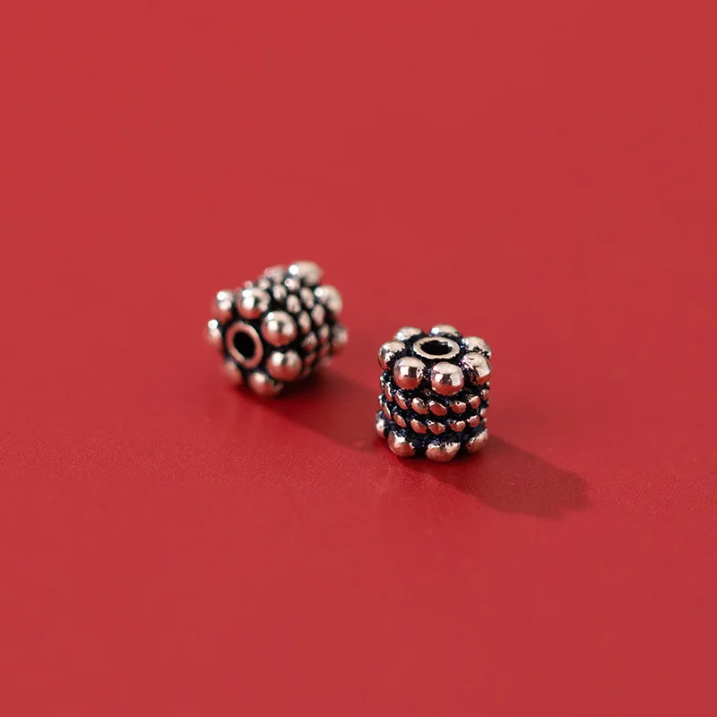 2pcs 925 Sterling Silver Vintage Women Men Charm Loose Beads Handmade Fine Jewelry Charm Space Silver Beads DIY Jewelry Findings