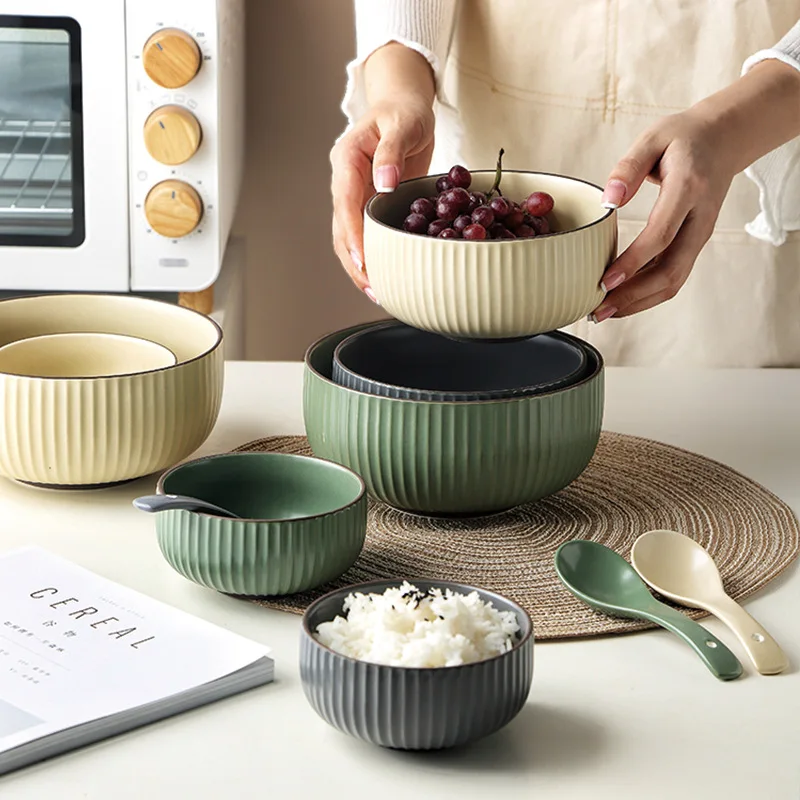 LingAo-Nordic Creative Ceramic Tableware Set, Rice Bowl, Soup Bowl, Plate, Spoon, Tableware Set