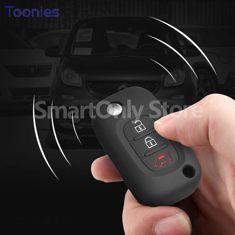 1 Pcs Car silicone key cover key case modified key shell For Mercedes smart 451 453 fortwo forfour Interior styling accessories