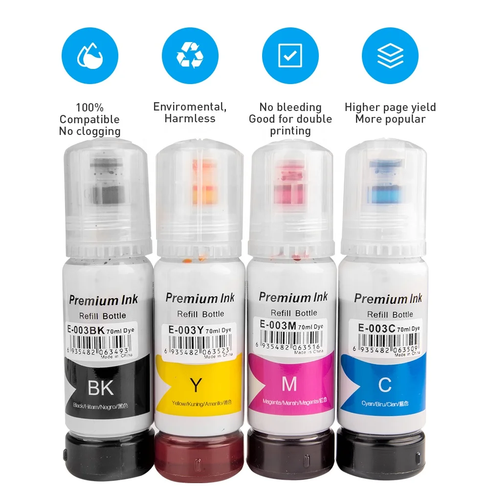 Tatrix 003 Premium Color Compatible Bulk Bottle Water Based Refill Ink Tintas for Epson L3110 L1110 L3116 L3150 L3215 Printer