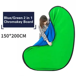 Big Size Outdoor Portable Chromakey  Backdrop Blue Green Screen Photo Background Photography Reflector Backdrops 150x200cm 2in1