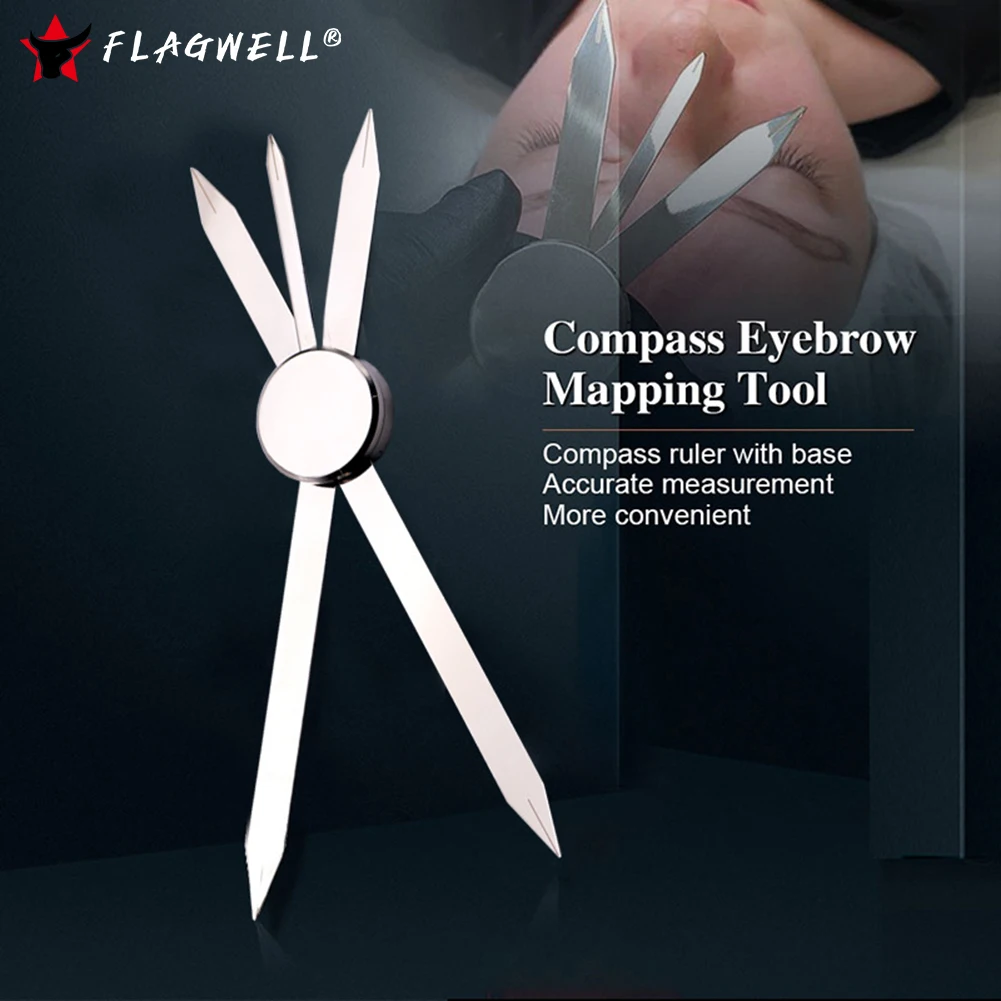 Three-point Positioning Compass Eyebrow Mapping Ruler Stainless Steel Microblading Tattoo Makeup Measure Golden Ratio Brow Tool