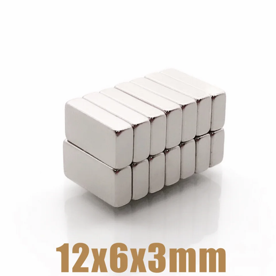 10~500Pcs 12x6x3 Neodymium Magnet 12*6*3 N35 NdFeB Magnets Block Super Powerful Strong Permanent Magnetic imanes Block